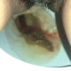 From under the toilet, a very cute girl takes a longer shit with hanging logs and a look at the product in the bowl. Filmed from a between the legs perspective. Vertical format video. About 2.5 minutes.